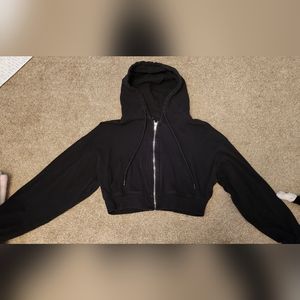 Cropped Black Zip-Up Hoodie